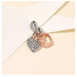 x1 Alloy Heart Silver Gray Golden Love Charm DIY Jewelry New